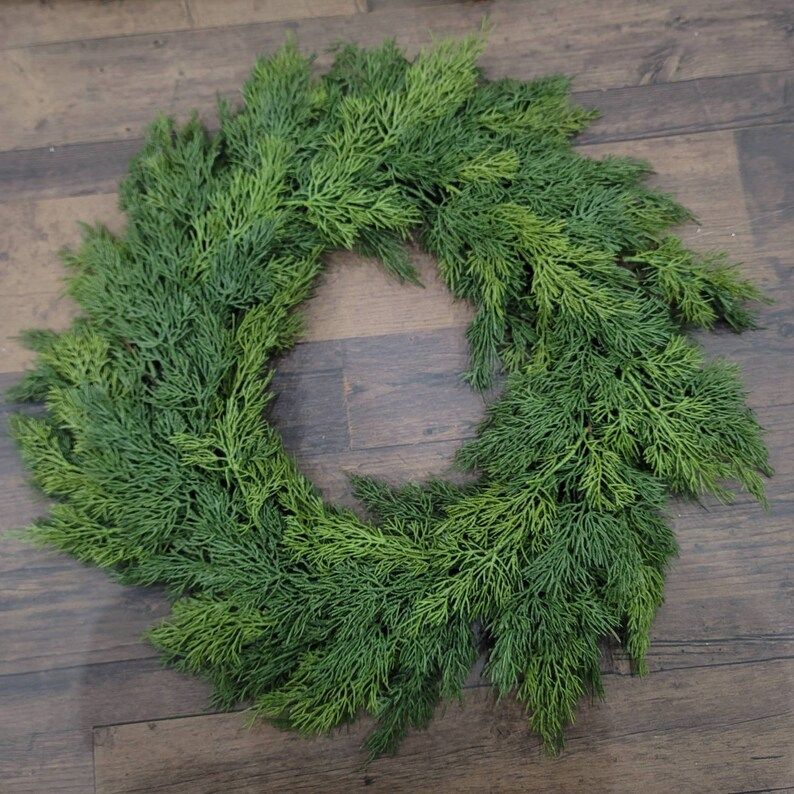 24 Real Touch Cedar Wreath/green Artificial Wreath/green | Etsy | Etsy (US)