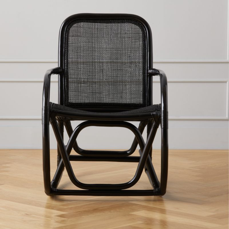 Portofino Black Rattan Modern Rocking Chair | CB2 | CB2