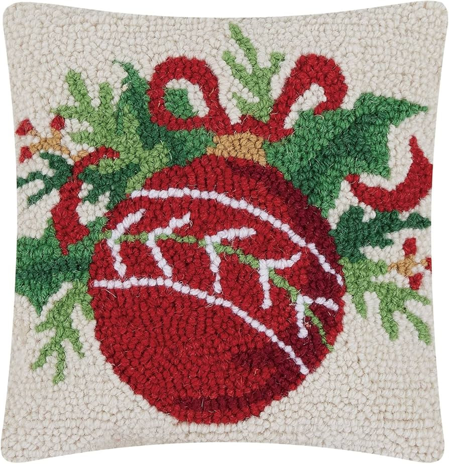 Peking Handicraft Christmas Ornament Polyfill Hook Throw Pillow, 10-inch Square, Wool and Poly Ve... | Amazon (US)