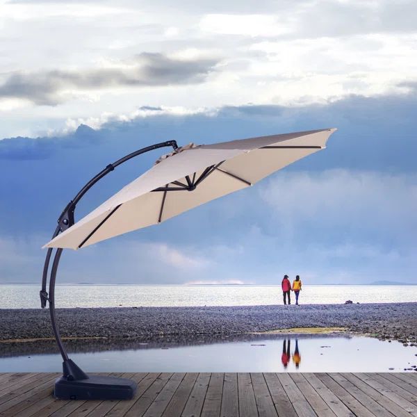 Furio 130'' Detachable Aluminum Offset Patio Cantilever Umbrella With Base | Wayfair North America