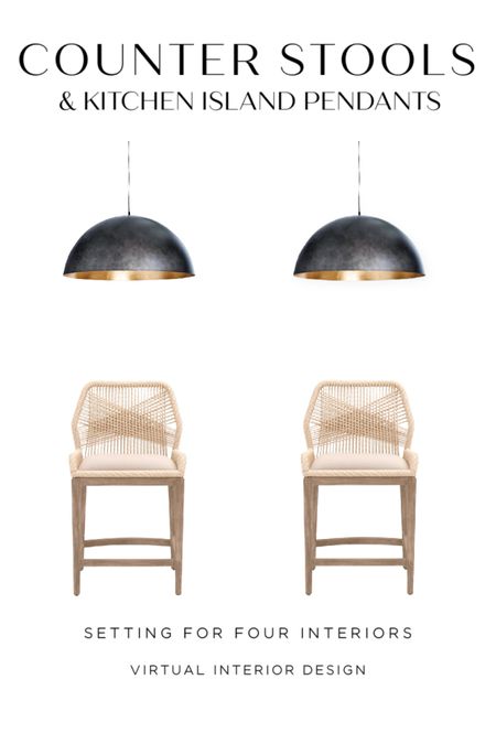 Kitchen counter stools and kitchen island pendants that pair beautifully together! 20% off the pendants for the independence day weekend sale! 

Woven, modern organic, neutral, black, brass, wayfair, furniture, sale, McGee, farmhouse, modern

#LTKstyletip #LTKsalealert #LTKhome