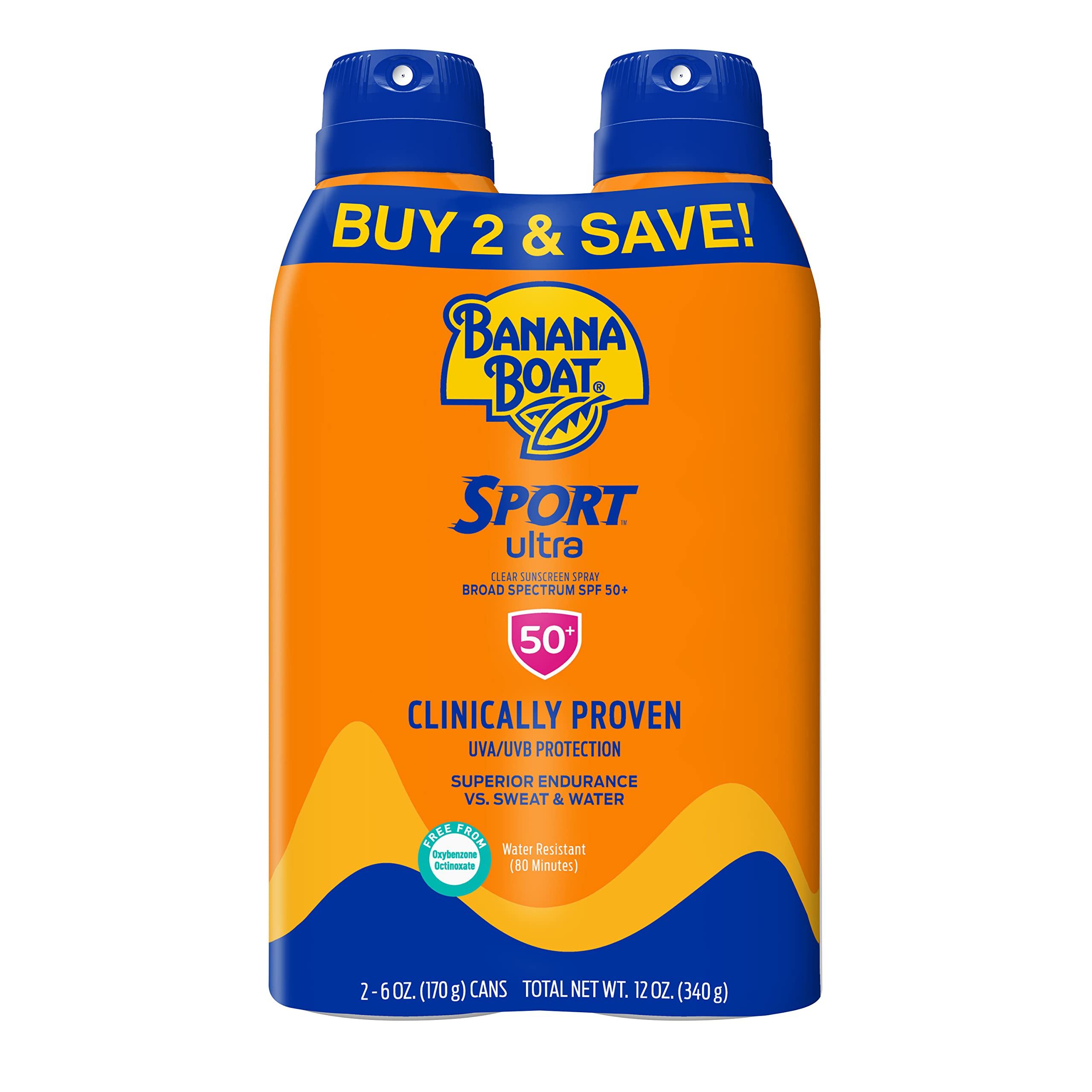 Banana Boat Sport Ultra SPF 50 Sunscreen Spray Twin Pack | Banana Boat Sunscreen Spray SPF 50, Sp... | Amazon (US)