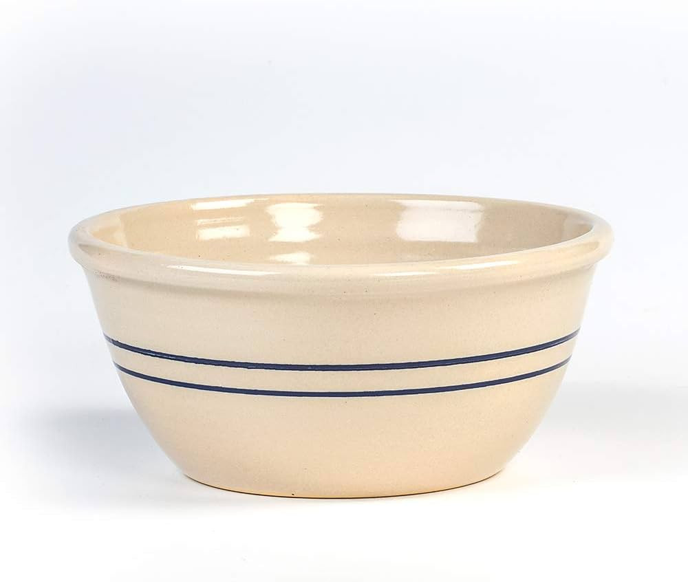 Hand-Turned Heritage Blue Stripe Stoneware Mixing Bowl 10" | Amazon (US)