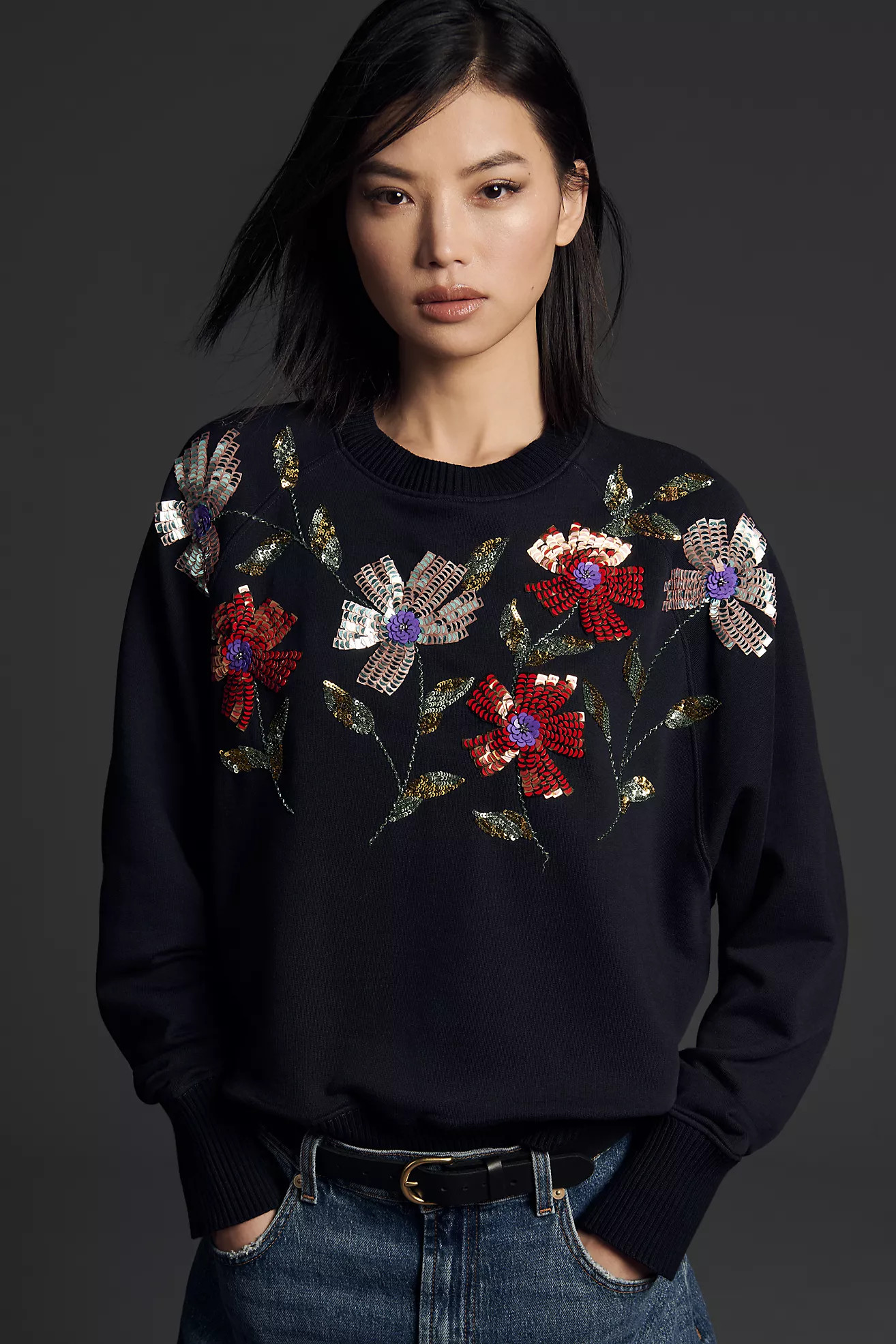 Essentiel Antwerp Graaf Floral Embroidered Sweatshirt | Anthropologie (US)