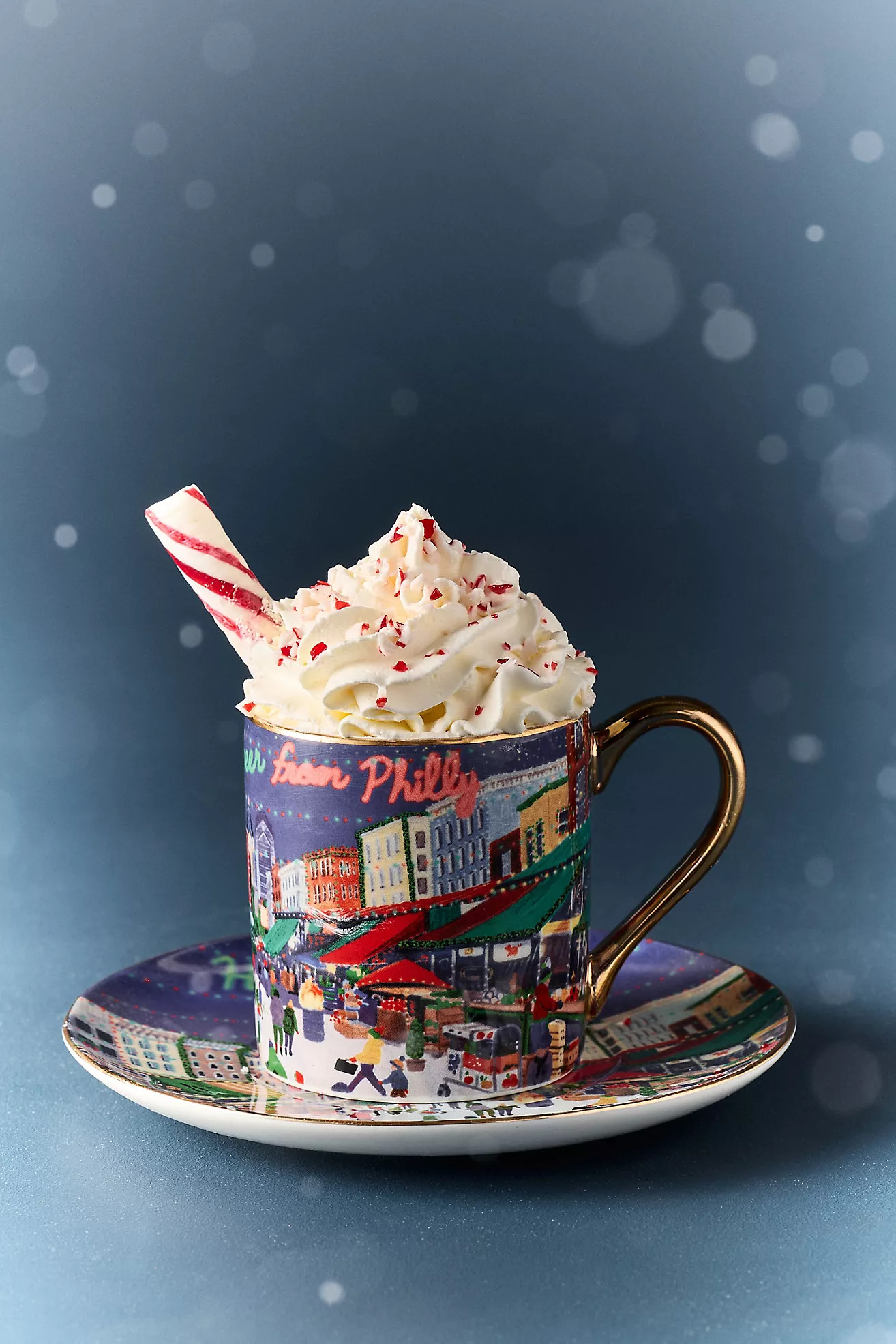 Holiday in the City Stoneware Espresso Cup & Saucer | Anthropologie (US)