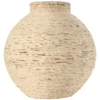 Litton Lane Beige Handmade Wrapped Seagrass Decorative Vase 044988 - The Home Depot | The Home Depot