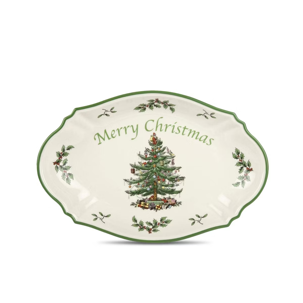 Spode Christmas Tree Oval Festive Tray - 11-Inch Rectangular Earthenware Serving Tray, Holiday Ta... | Target