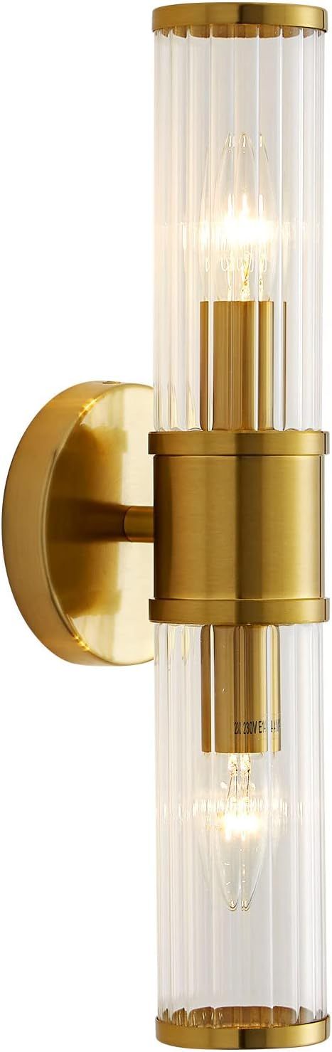 Linour Gold Wall Sconce - Bathroom Sconce Wall Lighting Modern Vanity Light Fixture with Glass Sh... | Amazon (US)