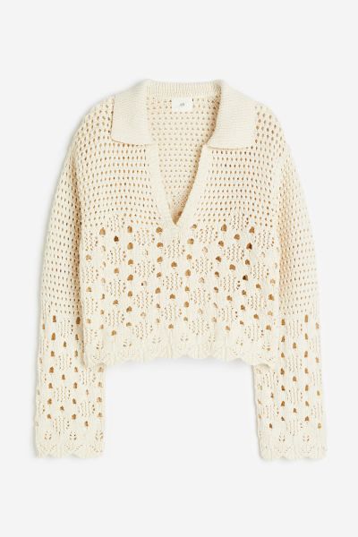 Pointelle-knit Cotton Sweater | H&M (US + CA)