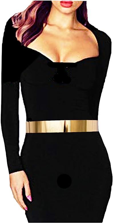 Metal Polished Plain Mirror Waist Chain Belt in Gold, Silver, Rose Gold Tone | Amazon (US)