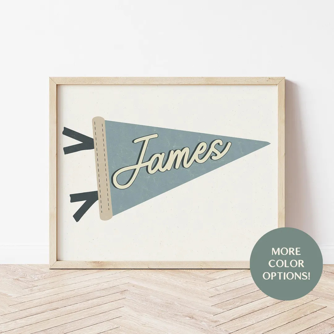 Pennant Flag Printable, Personalized Name Wall Art, Custom Name, Playroom Wall Decor, Kids Wall A... | Etsy (US)