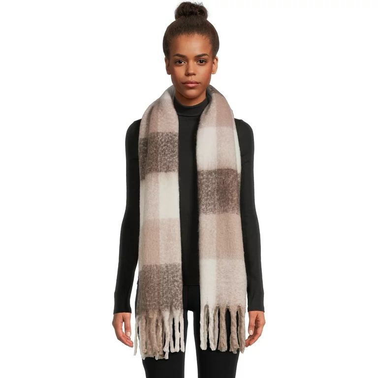 Time and Tru Women’s Brushed Plaid Scarf | Walmart (US)