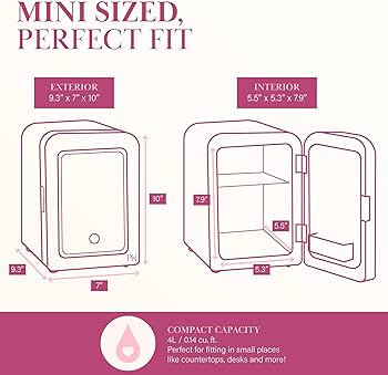 Paris Hilton Mini Refrigerator and Personal Beauty Fridge, Mirrored Door with Dimmable LED Light,... | Amazon (US)