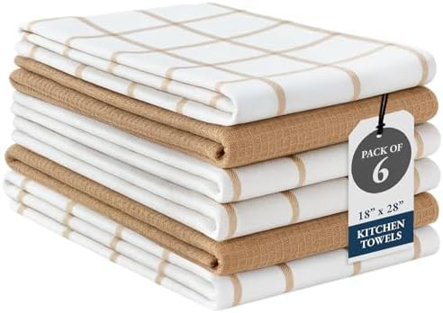 LANE LINEN Cotton Kitchen Towels and Dish Cloths Set, 6-Pack – Absorbent, Quick-Drying Dish Tow... | Amazon (US)