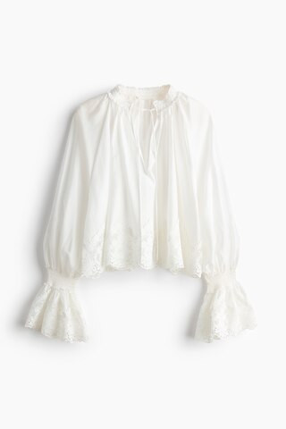 H & M - Lace-Trimmed Blouse - White | H&M (US + CA)
