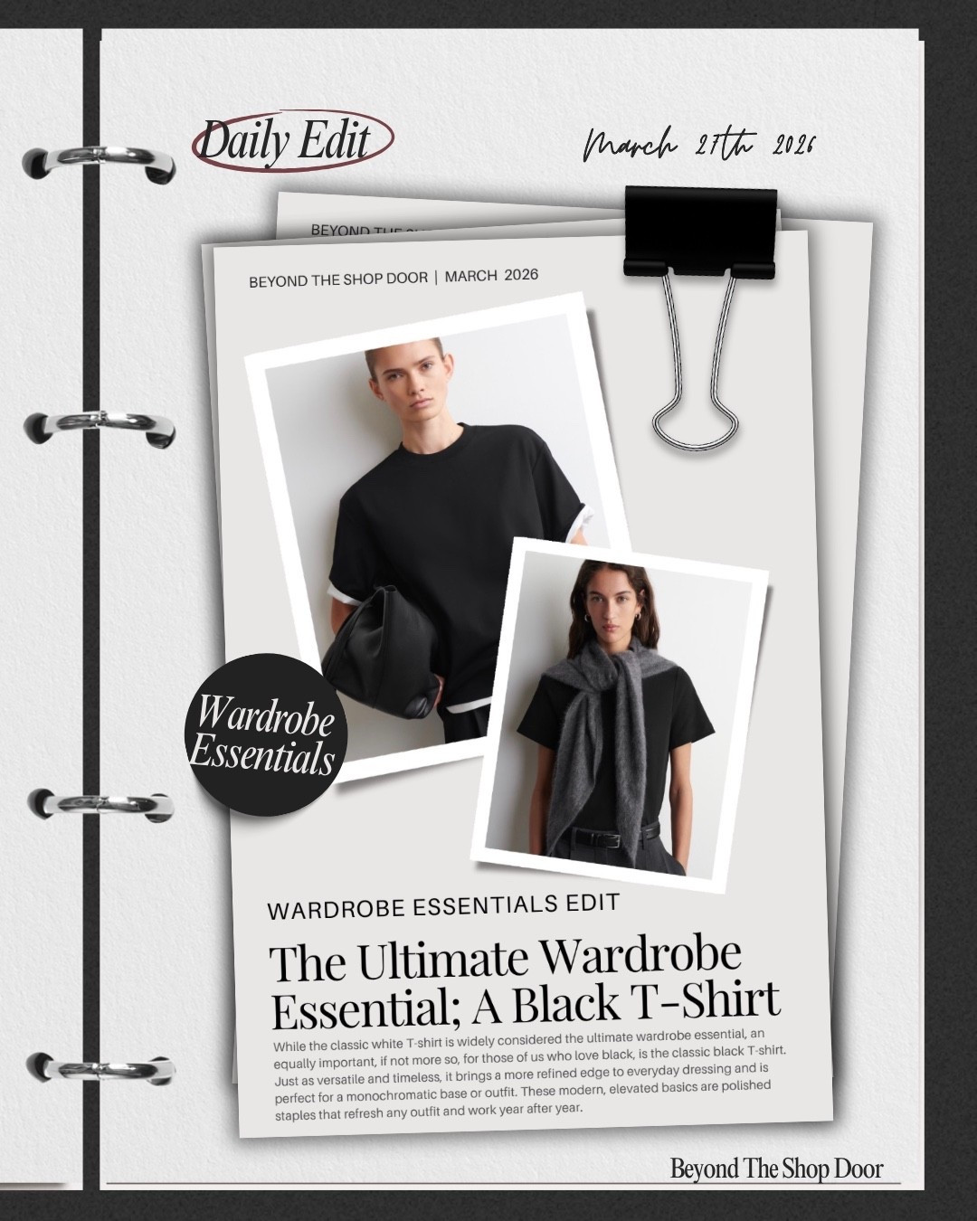 WARDROBE ESSENTIALS EDIT

The Ultimate Wardrobe Essential; A Black T-Shirt

While the classic white T-shirt is widely considered the ultimate wardrobe essential, an equally important, if not more so, for those of us who love black, is the classic black T-shirt. 

Just as versatile and timeless, it brings a more refined edge to everyday dressing and is perfect for a monochromatic base or outfit. 

These modern, elevated basics are polished staples that refresh any outfit and work year after year.

#LTKootd #LTKOver40