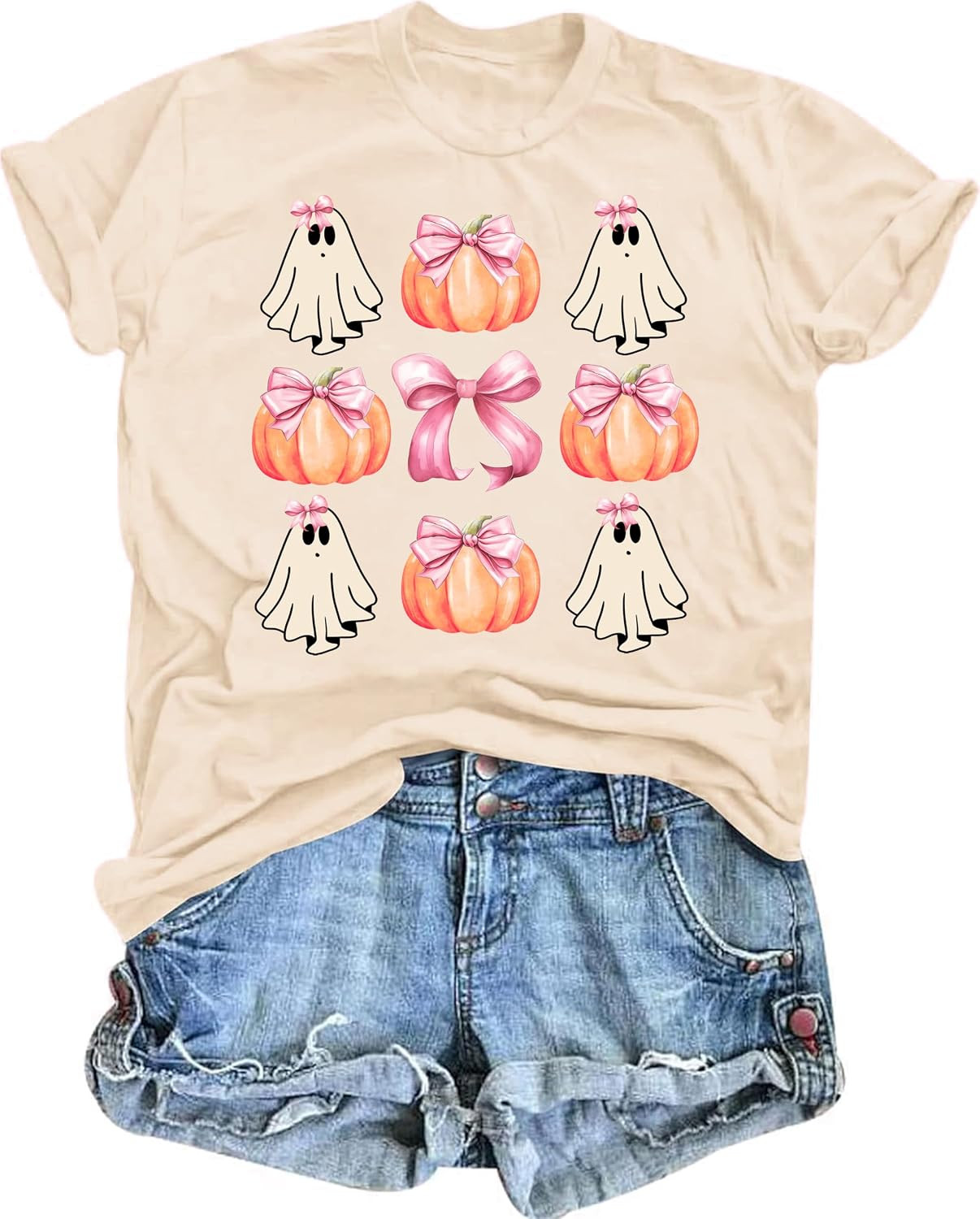 Halloween Shirts for Women Spooky Season Shirt Pumpkin Ghost Graphic tees Casual Short Sleeve Tops | Amazon (US)