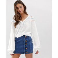 Free People Siesta Fiesta plunge embroidered blouse-White | ASOS CH