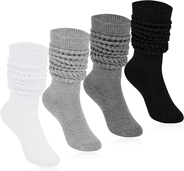 KEREDA Slouch Socks Women Extra Long Scrunch Knee High Boot Socks 4 Pairs Size 6-11 | Amazon (CA)