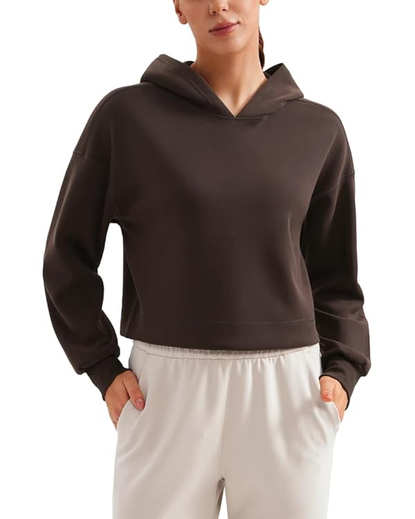 CRZ YOGA Women's SoftAura Cropped Hoodie Long Sleeve Basic Workout Sports Casual Loose Pullover H... | Amazon (UK)