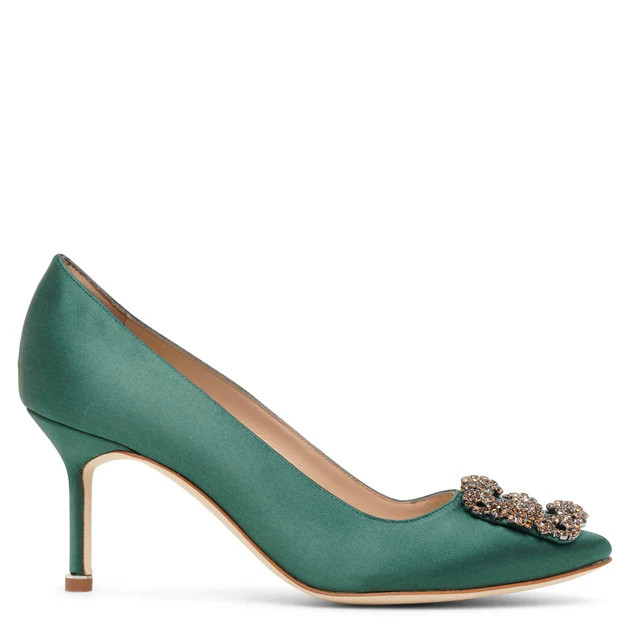 Hangisi 70 green satin pumps | Shop Savannahs (US)