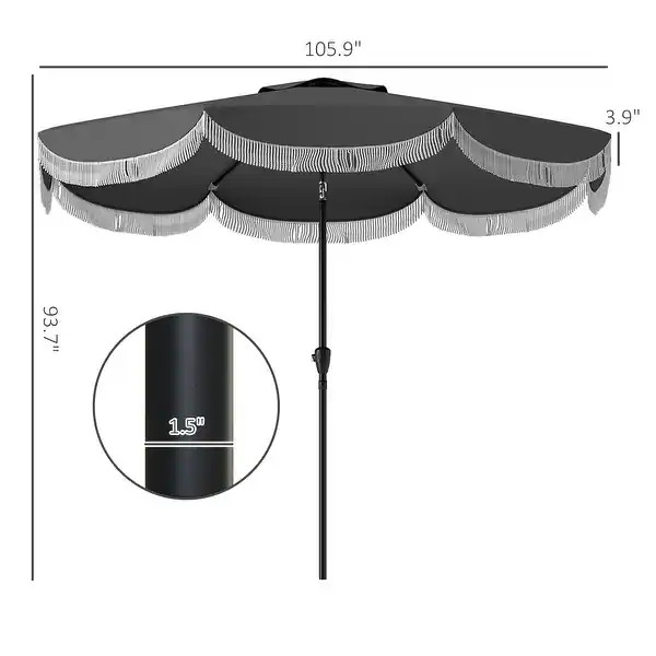 Outsunny 9FT Patio Umbrella, Outdoor Market Umbrella with Crank, 8 Ribs, Push Button Tilt, Vented... | Bed Bath & Beyond