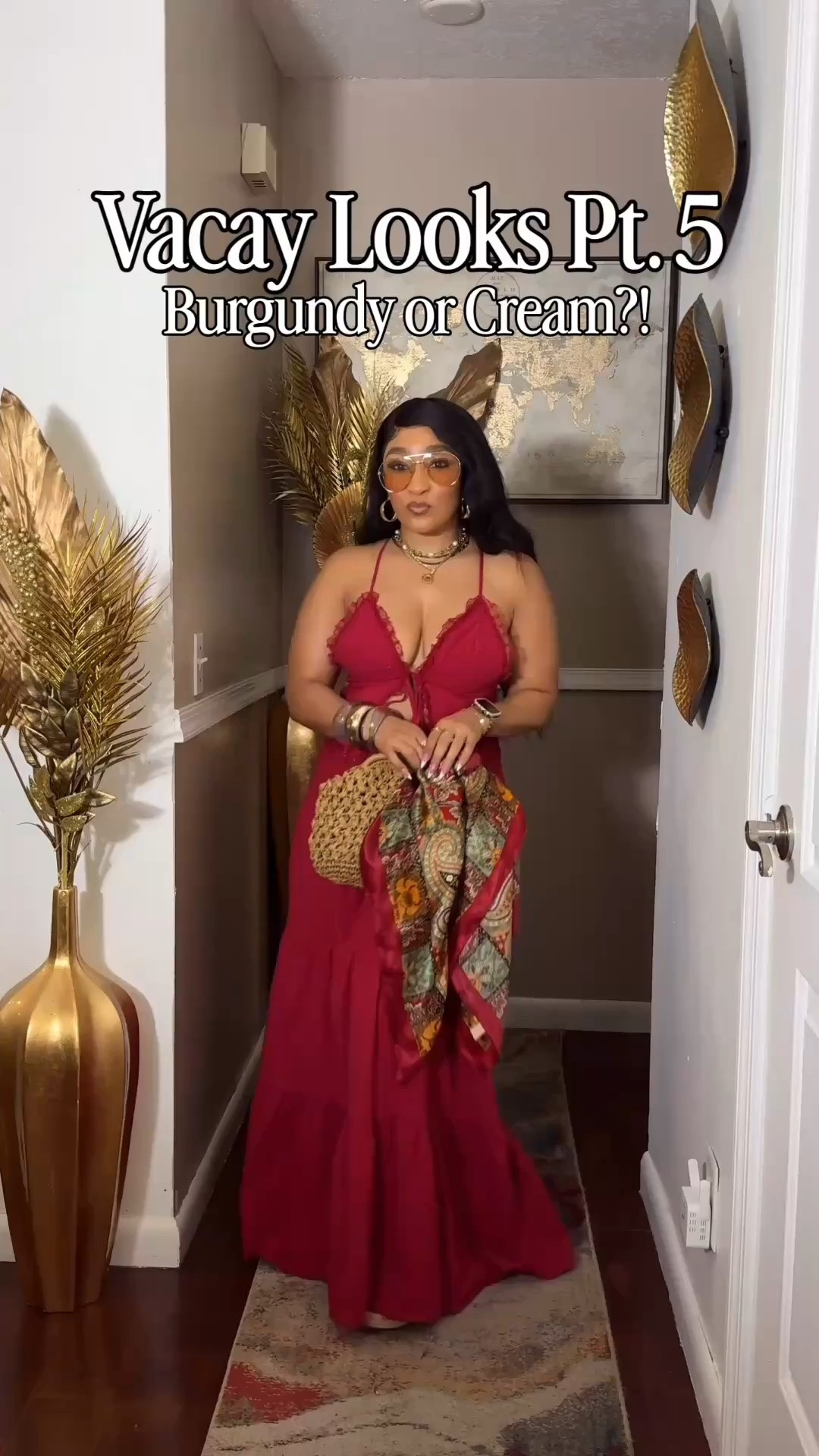 Here’s another set of vacation looks hun!! This burgundy two piece set comes in different colors, the waist is super stretchy and the material is great. This cream two piece is fab. It’s stretchy and lightweight and I love the black detailing, but it is slightly see through. I’m wearing skin colored shorts and a bandeau bra under mine. Team burgundy or Team cream?!
Everything: Medium

#LTKootd #LTKgrwm #LTKSeasonal