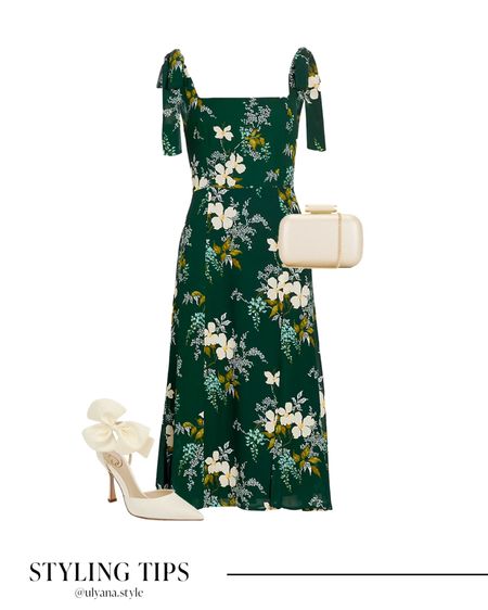 A floral midi dress paired with bow heels , and a clutch bag with makes a great fall wedding guest outfit. 
.
.
.
.
.
.
Fall outfits | fall wedding guest dress | fall dresses | fall shoes | cocktail dress | dresses to wear to wedding | maxi dress fall | green dress | floral dress | date night outfit | date night dress | gold heels | nude heels | wedding guest heels | falls bags | clutch bags | outfit inspo | outfit ideas | 
#LTKSeasonal #LTKSale #LTKwedding #LTKHoliday #LTKU #LTKsalealert #LTKfindsunder50 #LTKfindsunder100 #LTKworkwear #LTKtravel #LTKshoecrush #LTKitbag #LTKFind