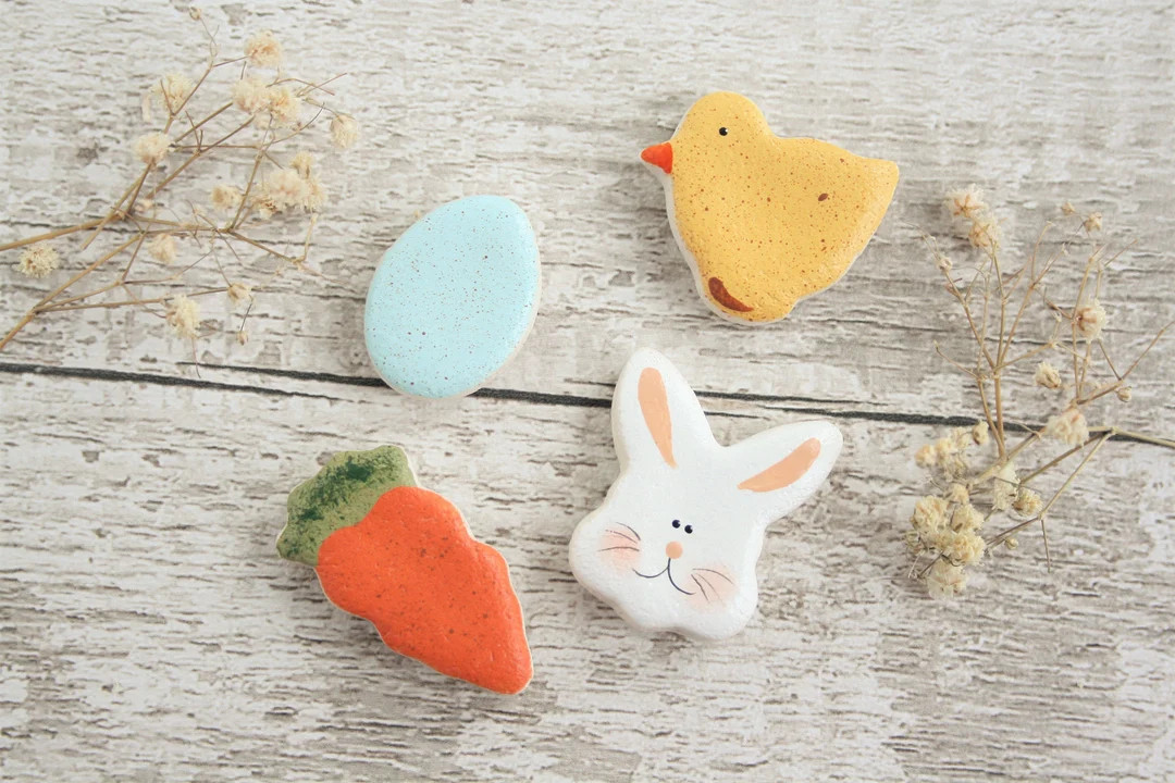 Set of 4 Easter magnets made from Salt Dough, Fridge magnets, Office accessories, Spring classroo... | Etsy (US)