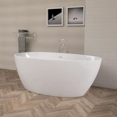 59 Inch Freestanding Oval Soaking Acrylic Bathtub | Wayfair North America