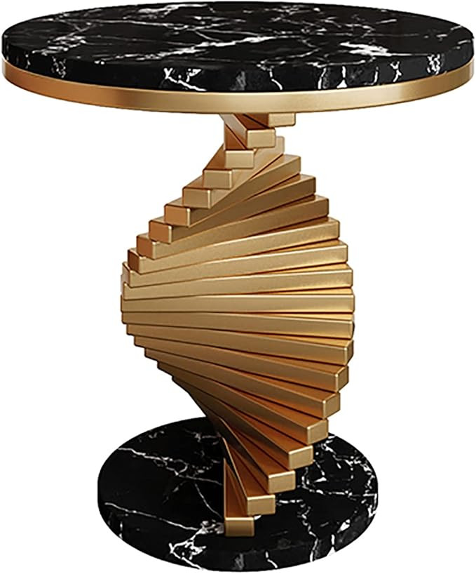 QQXX Modern Marble Coffee Table,Round Marble Side Table with Gold Metal Base,Marble Top Side Tabl... | Amazon (US)