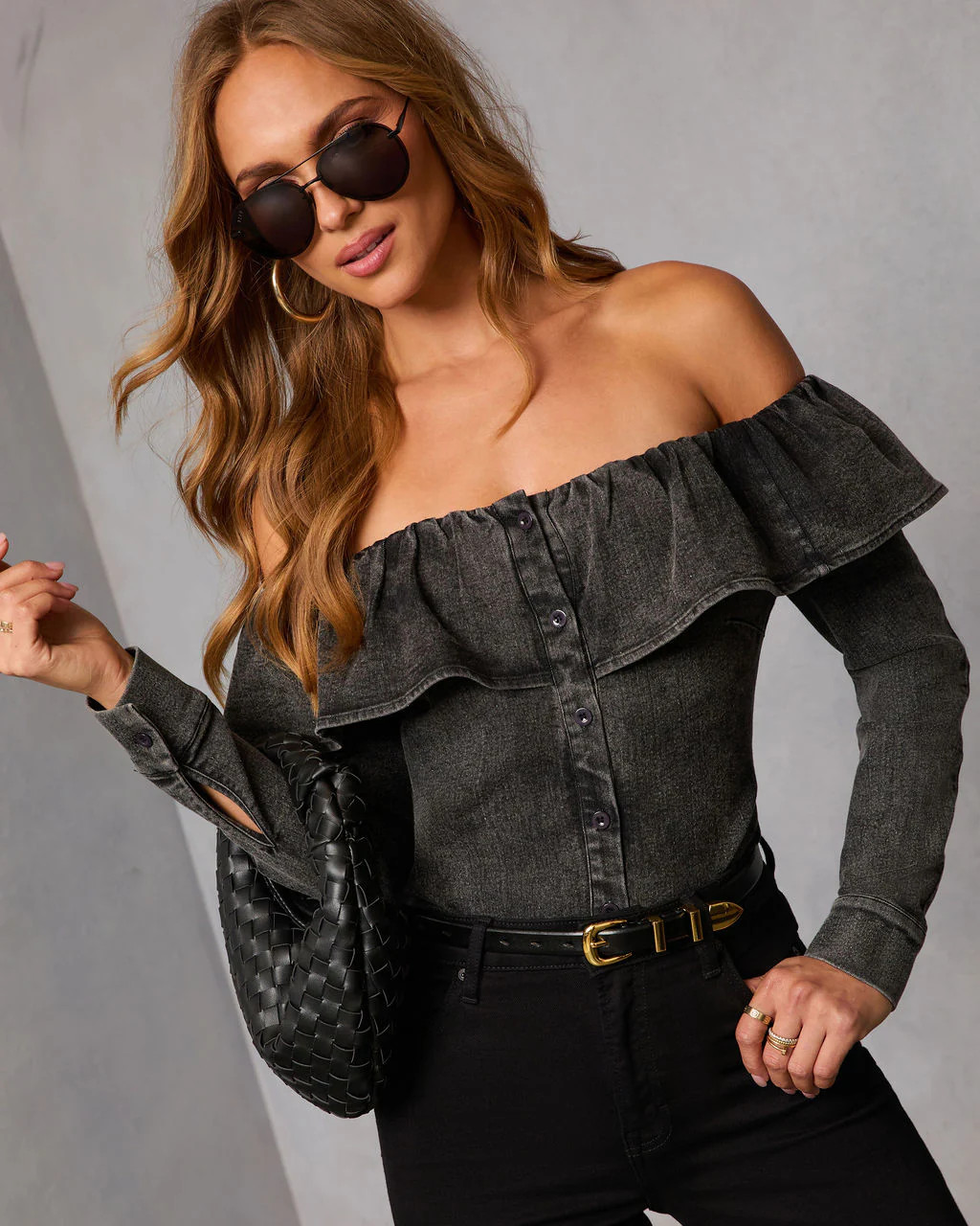 Everyday Muse Denim Off The Shoulder Top | VICI