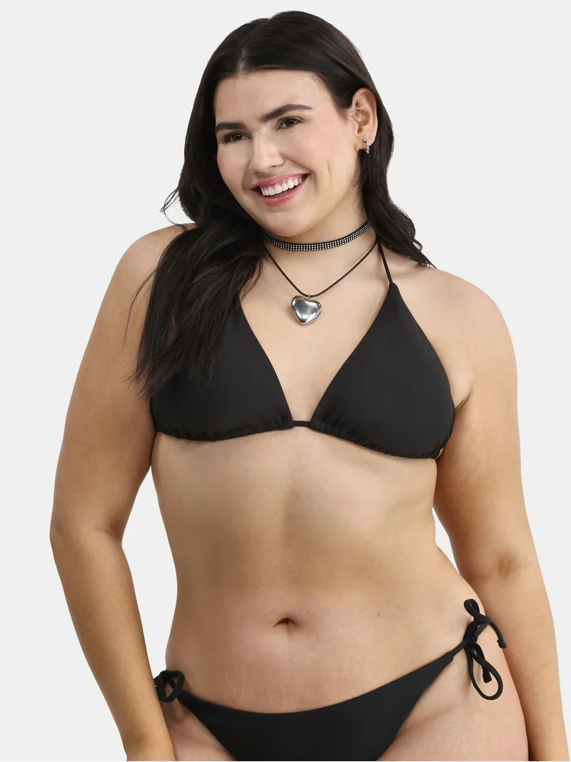 No Boundaries Women's Triangle Tie Bikini Top, Sizes XXS-XXL | Walmart (US)