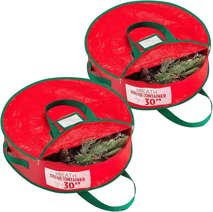 Handy Laundry Christmas Wreath Storage Bag - 2-PACK Durable, Tarp Material, Zipper, Sturdy Carry ... | Amazon (US)
