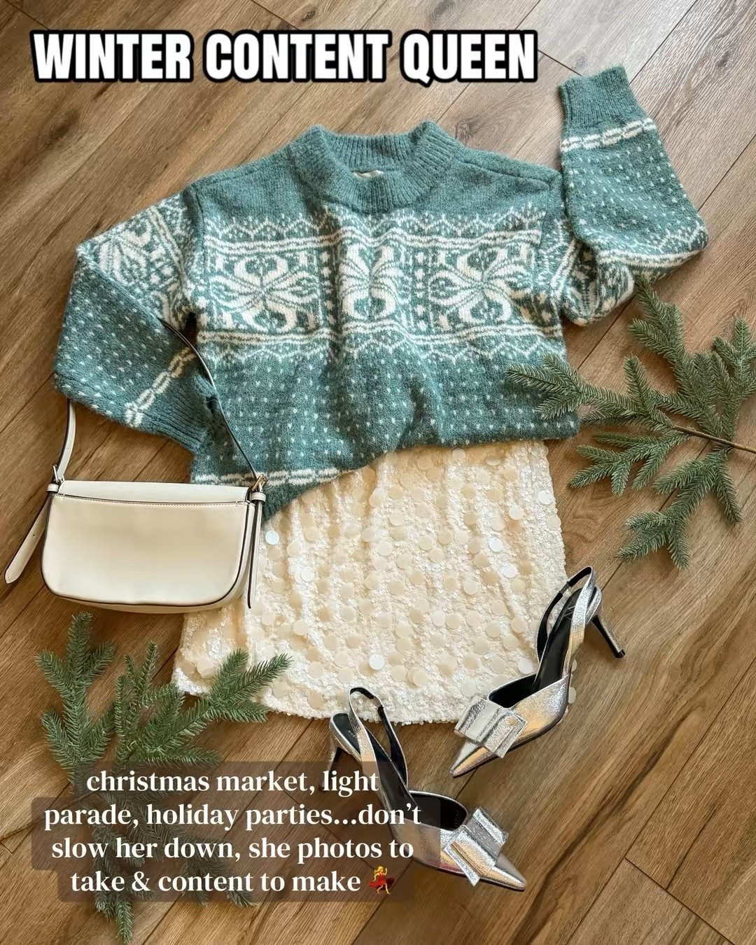 Christmas sweater. Christmas party outfit. Sequin skirt.

#LTKHoliday #LTKdayinmylife #LTKGiftGuide