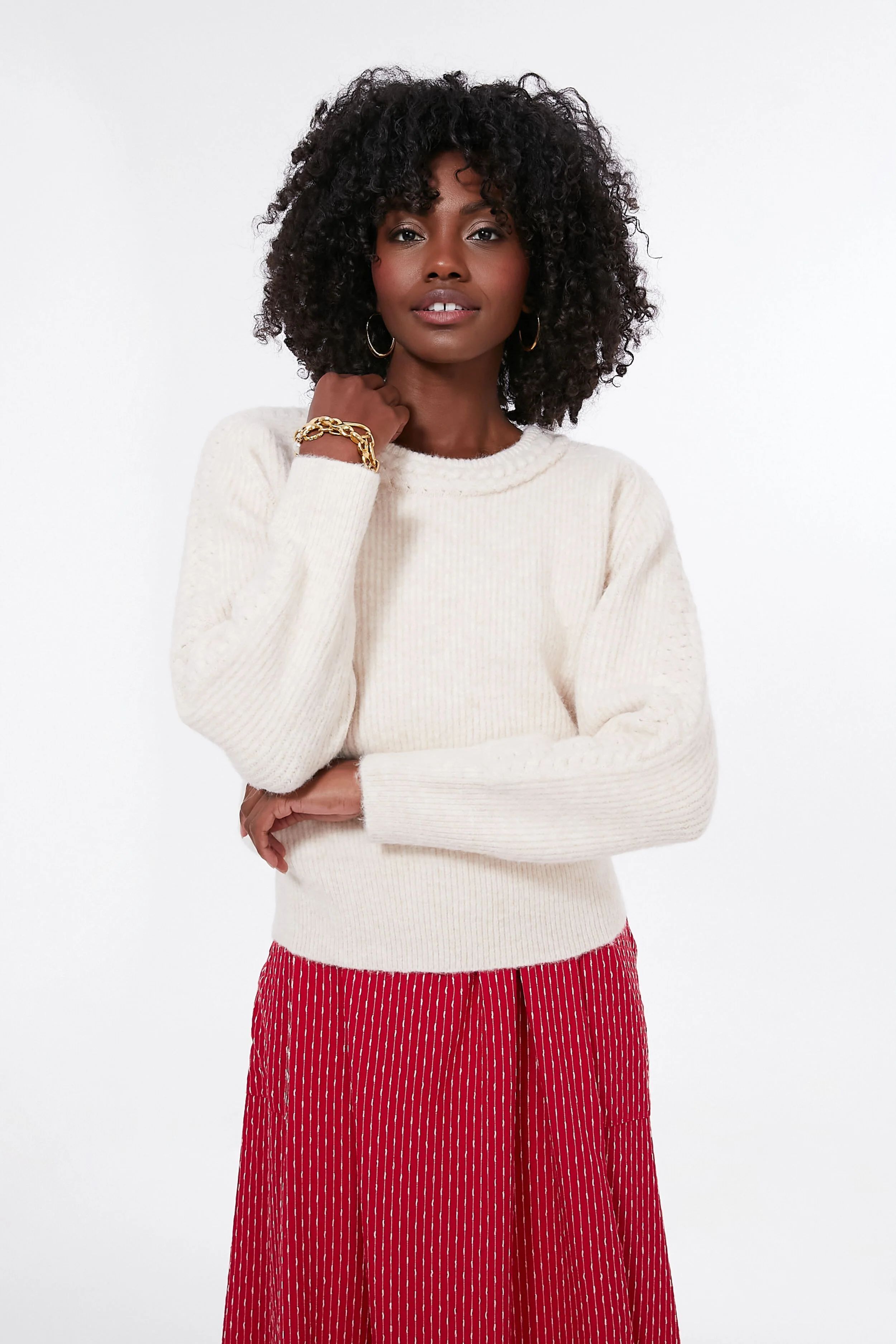 Cream Braided Harlow Sweater | Tuckernuck (US)
