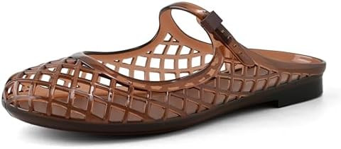 Jelly Flats for Women Mesh Mary Jane Breathable Slides Comfortable Slip on Closed Rounded Toe Fla... | Amazon (US)