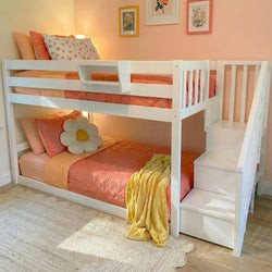 Twin Over Twin Low Bunk Bed With Stairs | max & lily