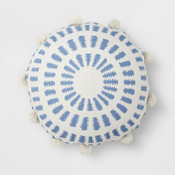 Round Pom Throw Pillow Blue/White - Opalhouse™ | Target