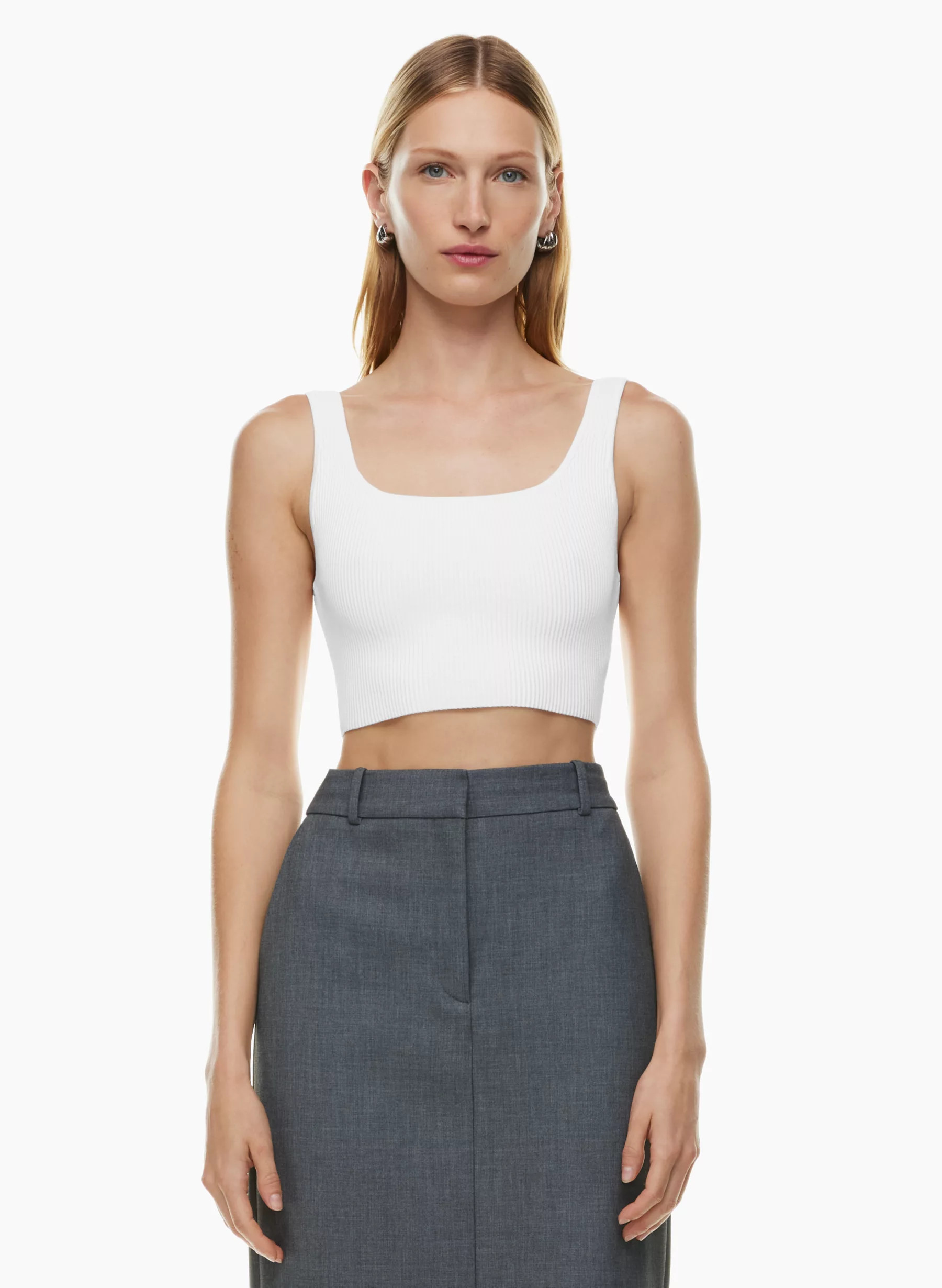 SCULPT KNIT SQUARENECK CROPPED TANK | Aritzia