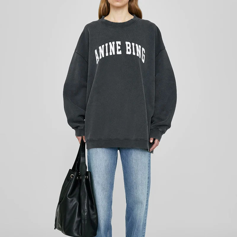 ANINE BING Tyler Sweatshirt - Washed Black - Black - XXS | Verishop
