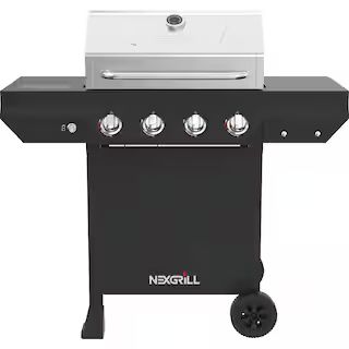 4-Burner Propane Gas Grill in Black with Stainless Steel Main Lid | The Home Depot