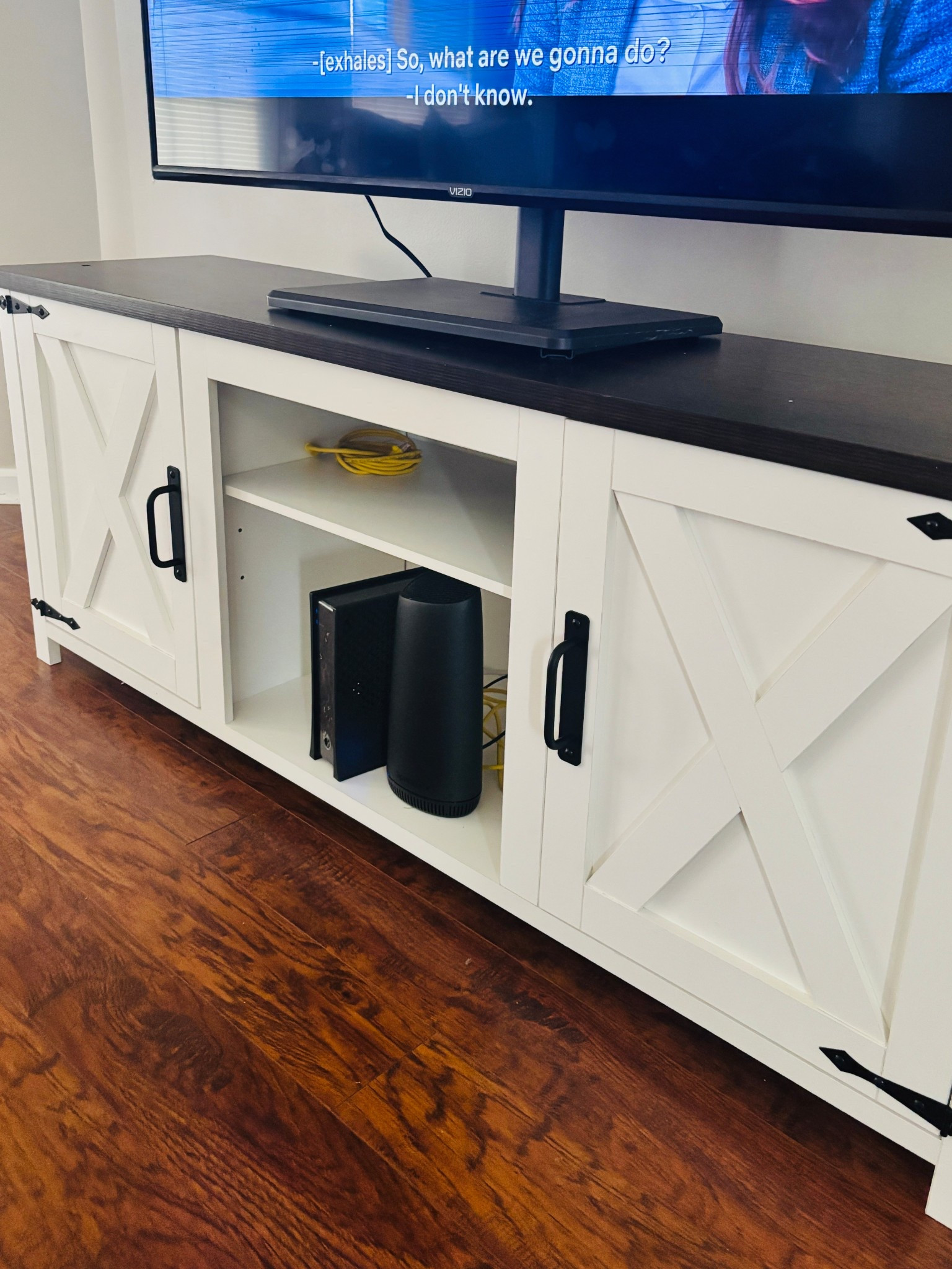 The PERFECT Farmhouse TV 📺 Stand 

#LTKSeasonal #LTKSaleAlert #LTKHome