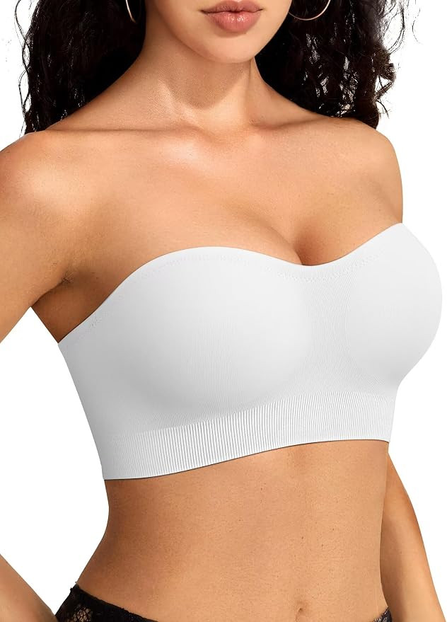 Vertvie Strapless Bras for Women Non-Slip Push Up Wireless Bandeau Bra Seamless Comfort Padded Tu... | Amazon (US)