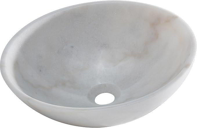 AA Warehousing BRIELLI Marble Vessel Sink, White/Off White/Grey, 15" L x 15" W x 5" D | Amazon (US)