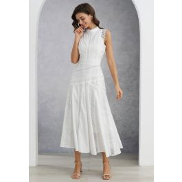 Dive into Elegance Lace Panelled Sleeveless Dress in White | Chicwish