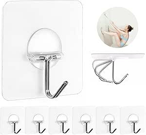 JINSHUNFA Wall Hooks 13lb(Max) Transparent Reusable Seamless Hooks,Waterproof and Oilproof,Bathro... | Amazon (US)