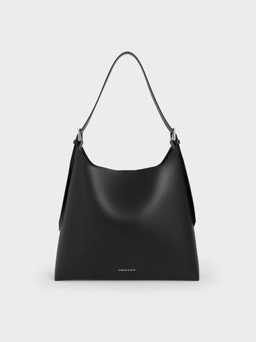 Hertha Trapeze Slouchy Hobo Bag
    
         - Noir | Charles & Keith US