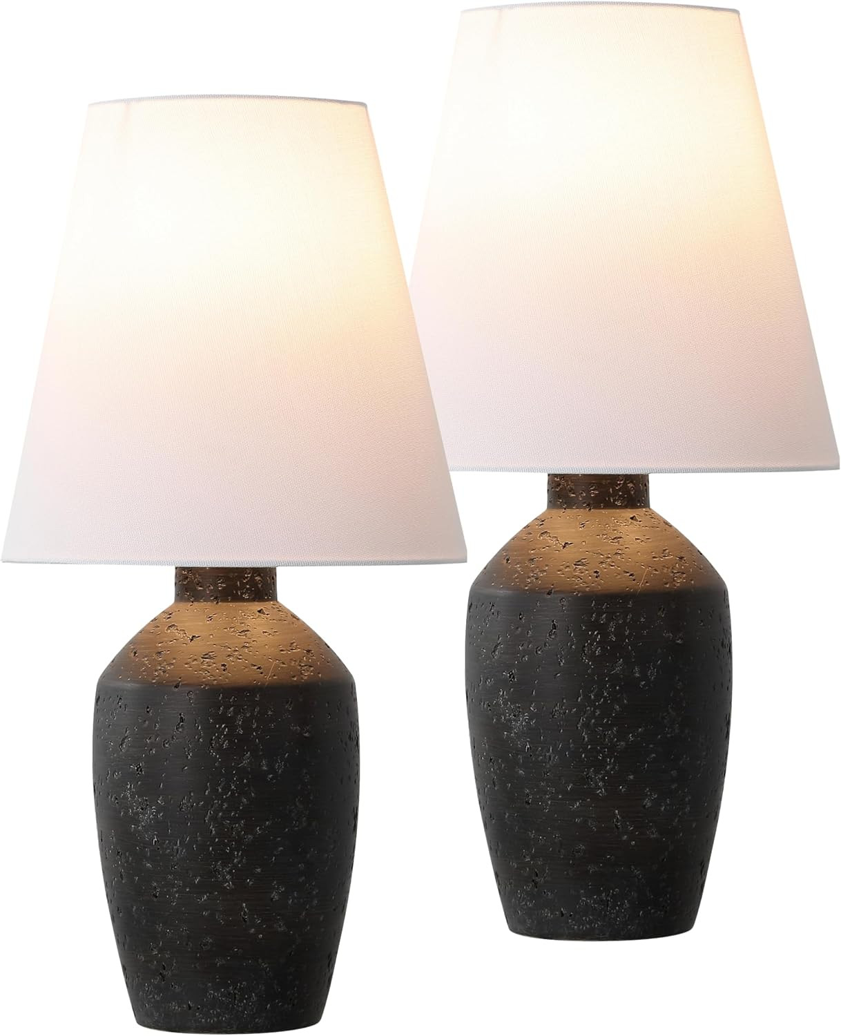 JONATHAN Y 19.5" Matte Black Modern Table Lamp Set of 2, Minimalist Ginger Jar Lamps for Bedroom Living Room Office, White Linen Shade, LED Bulbs Included JYL5605A-SET2 | Amazon (US)