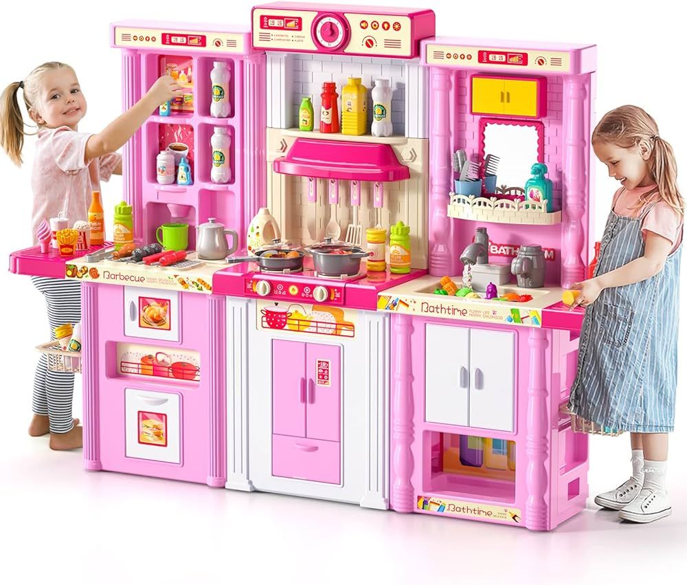 Lucky Doug Play Kitchen for Toddler Kids, Play Kitchen Set Includes Toy Kitchen Accessories for P... | Amazon (US)